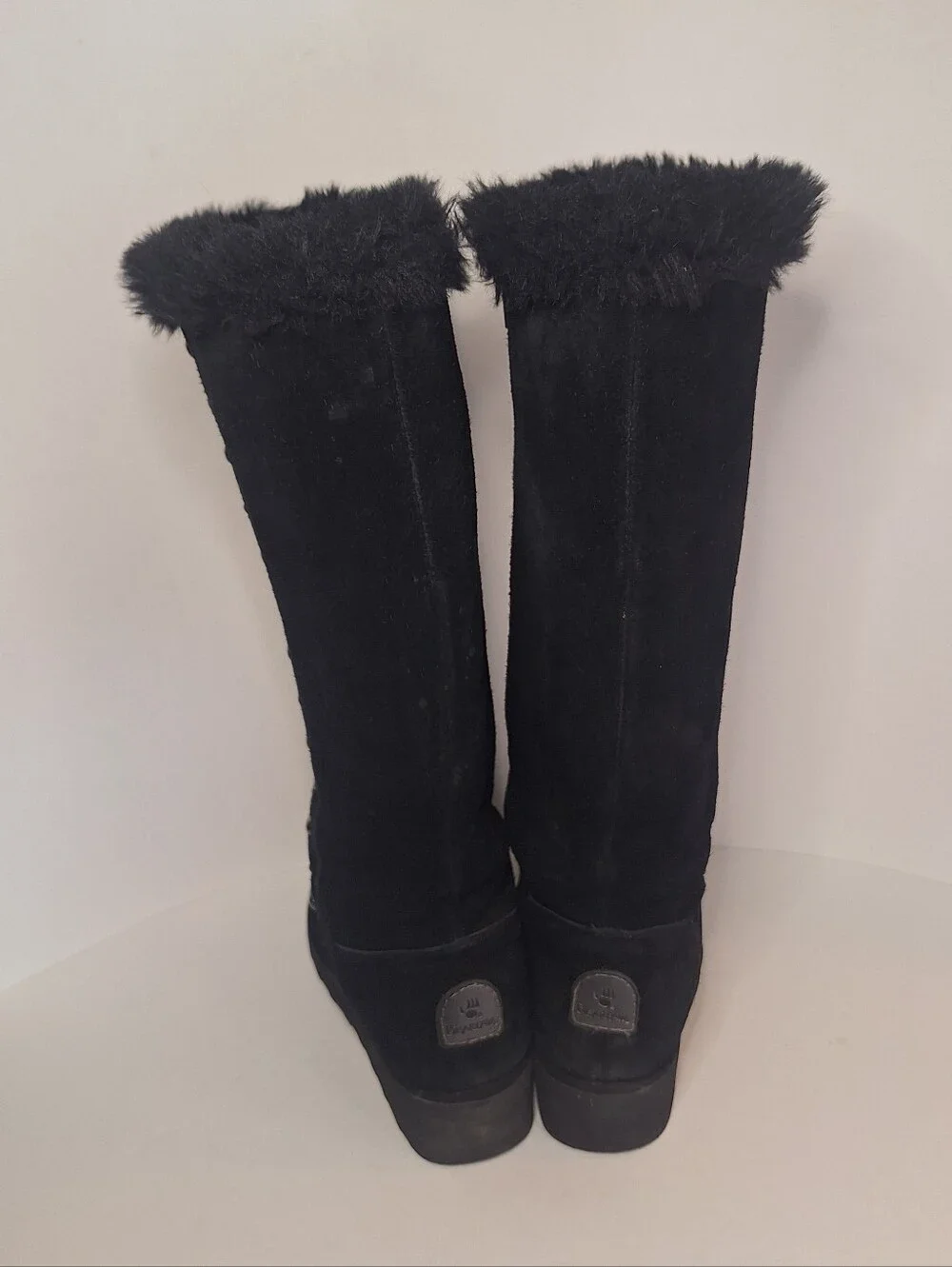 BearPaw Black Tall Faux Fur Winter Boots with Stud Accents Size US 9 Womens